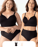 Ensemble 2 Soutien - Gorge Confort Formant Sans Fil et 2 Culottes Taille Haute Gainante - Allure