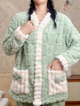 Ensemble pyjama épais en molleton corail pour femmes