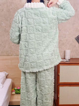 Ensemble pyjama épais en molleton corail pour femmes