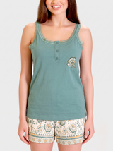 Ensemble Pyjama Femme Vert Sauge & Short Botanique