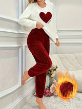 Pyjama en flanelle pour dames avec broderie d'amour