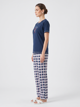 Ensemble Pyjama Femme Marine & Pantalon à Carreaux