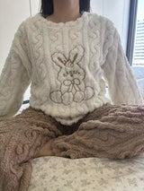 Pyjama d'hiver en molleton corail pour femmes