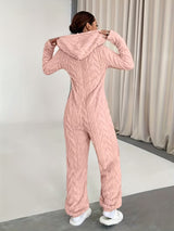 Combinaison Pyjama Femme Manches Longues Col Plongeant