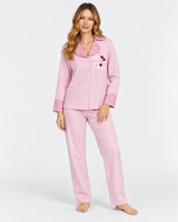 Ensemble Pyjama Femme Rose à Rayures et Cœurs – Chemise & Pantalon
