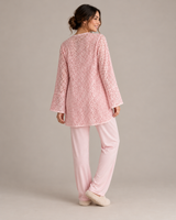Ensemble Pyjama Femme 3 Pièces avec Veste en Dentelle rose