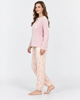 Ensemble Pyjama Femme Late Nights avec Pantalon Fleuri – Écru ou Rose