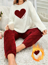 Pyjama en flanelle pour dames avec broderie d'amour