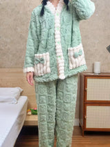 Ensemble pyjama épais en molleton corail pour femmes