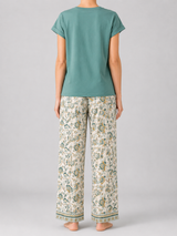 Ensemble Pyjama Femme Vert Sauge & Pantalon Fleuri