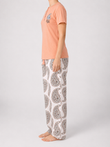 Ensemble Pyjama Femme Pêche Boutonné & Pantalon Cachemire
