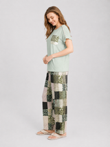 Ensemble Pyjama Femme Vert Menthe & Pantalon Patchwork