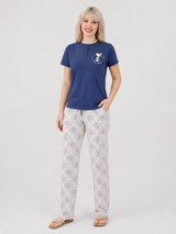 Ensemble Pyjama Femme Marine & Pantalon Géométrique