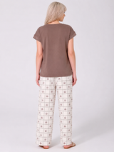 Ensemble Pyjama Femme Taupe & Pantalon à Carreaux