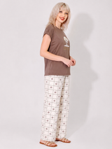 Ensemble Pyjama Femme Taupe & Pantalon à Carreaux
