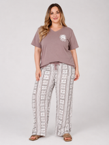 Ensemble Pyjama Femme Grande Taille Taupe & Pantalon Ornemental