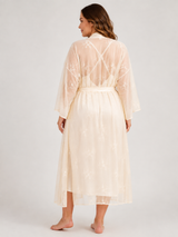 Peignoir de Nuit Femme Écru Brodé