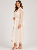 Peignoir de Nuit Femme Écru Brodé