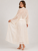 Peignoir de Nuit Femme Écru Brodé