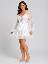 Ensemble Nuit de Mariée Blanc Satin & Dentelle