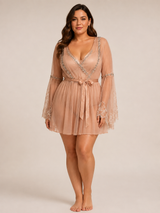 Ensemble Nuit de Mariée Taupe en Tulle