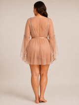 Ensemble Nuit de Mariée Taupe en Tulle