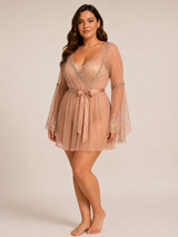 Ensemble Nuit de Mariée Taupe en Tulle
