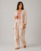 Ensemble Pyjama Femme 3 Pièces Fleuri Rose Poudré