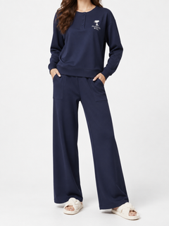 Ensemble Pyjama Femme Peanuts - Haut Boutonné & Pantalon Large