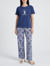 Ensemble Pyjama Femme Graphique Marine & Pantalon Paisley Bleu