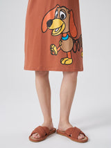Robe de Nuit Femme Oversize Terracotta à Motif Chien