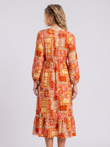 Robe Midi Femme Patchwork Orange - Style Estival