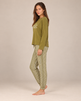 Ensemble Pyjama Femme Vert Olive Sunny Days – Pantalon Géométrique