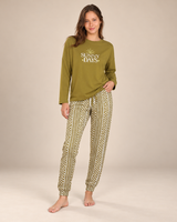 Ensemble Pyjama Femme Vert Olive Sunny Days – Pantalon Géométrique