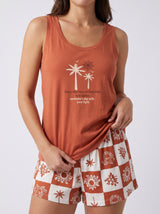 Ensemble Pyjama Femme Palmier Terracotta & Short Imprimé