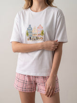 Ensemble Pyjama Femme Maison & Short Rose - Douceur Coton