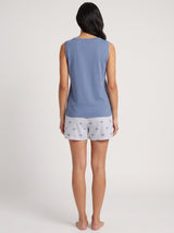 Ensemble Pyjama Femme Bleu Ardoise & Short Imprimé