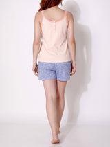 Ensemble Pyjama Femme Débardeur Pêche & Short Étoilé Bleu - Douceur Été