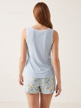 Ensemble Pyjama Femme Marguerites Sauge & Short Fleuri