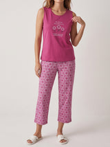 Ensemble Pyjama Femme Débardeur Framboise & Pantacourt Imprimé