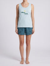 Ensemble Pyjama Femme Bloom Aqua & Short Fleuri Turquoise