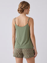 Ensemble Pyjama Femme Kaki Fleur & Short Imprimé
