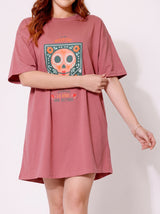Robe Pyjama Femme Oversize Skull Terracotta - Confort Décontracté