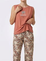 Ensemble Pyjama Femme Terracotta Palmier & Pantacourt Tropical