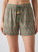 Ensemble Pyjama Femme Kaki Fleur & Short Imprimé
