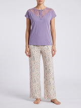 Ensemble Pyjama Femme Lavande & Pantalon Floral Blanc