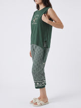 Ensemble Pyjama Femme Vert Sapin & Pantacourt Cachemire