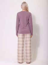 Ensemble Pyjama Femme Mauve & Pantalon à Carreaux
