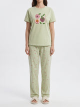 Ensemble Pyjama Femme Vert Pastel & Pantalon à Petits Motifs
