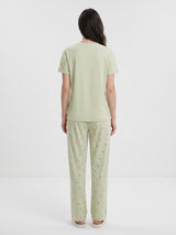 Ensemble Pyjama Femme Vert Pastel & Pantalon à Petits Motifs